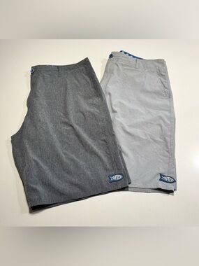 Aftco Nylon Stretch Gray Fishing Shorts Mens Size 36X10 Fishing Cargo Lot of 2